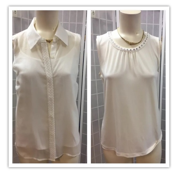 Chico’s/Catherine,blouses(2),white,formal, sizeS.: - Picture 1 of 12